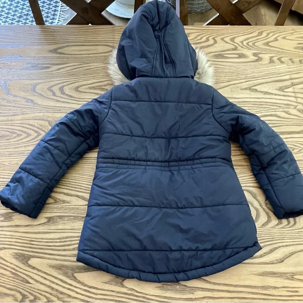 Little‎ Girl Tommy Hilfiger Anorak Puffer Jacket With Faux Fur Hood Blue